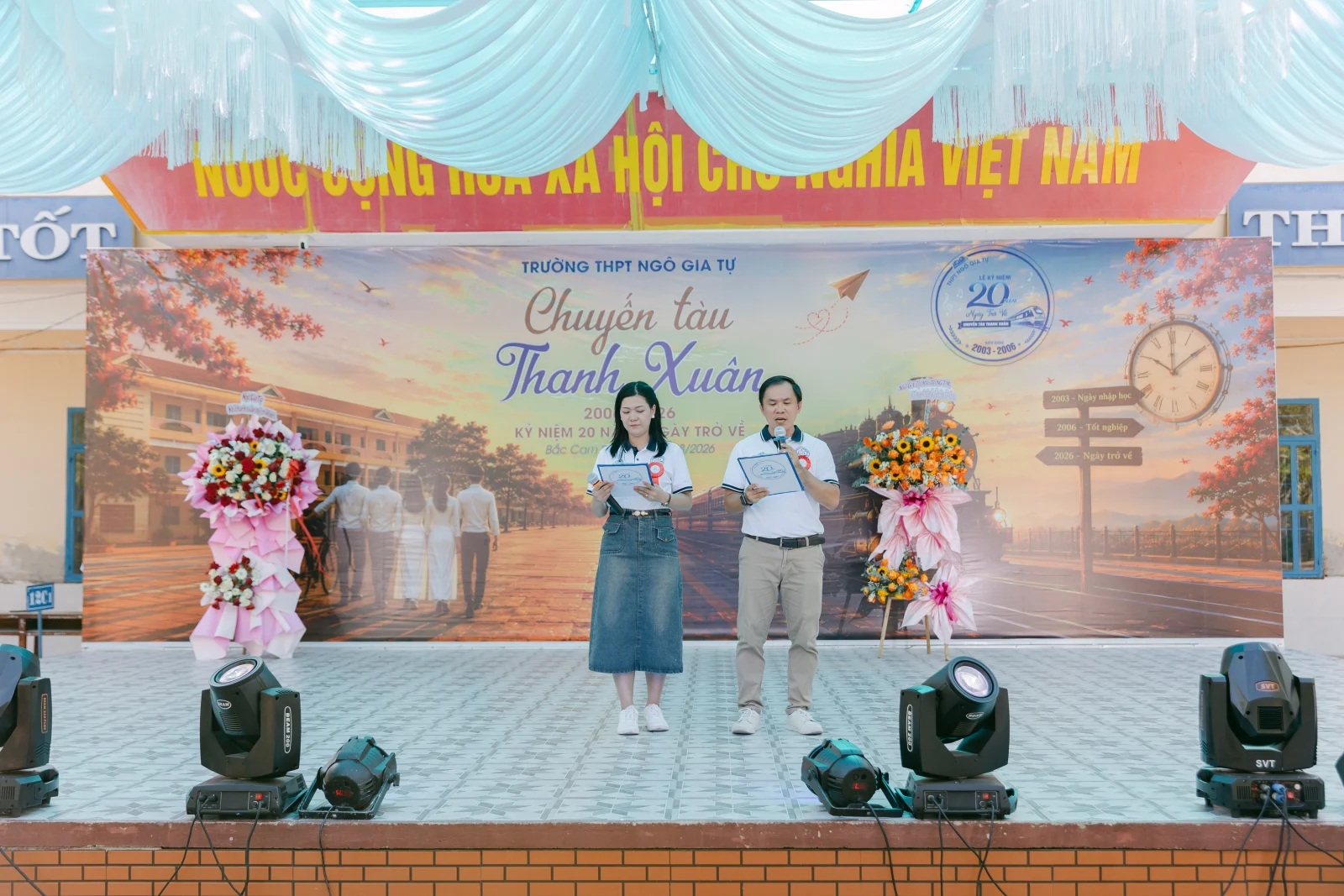 Ảnh lễ kỷ niệm 20 năm THPT Ngô Gia Tự, chụp ngày 08/08/2026