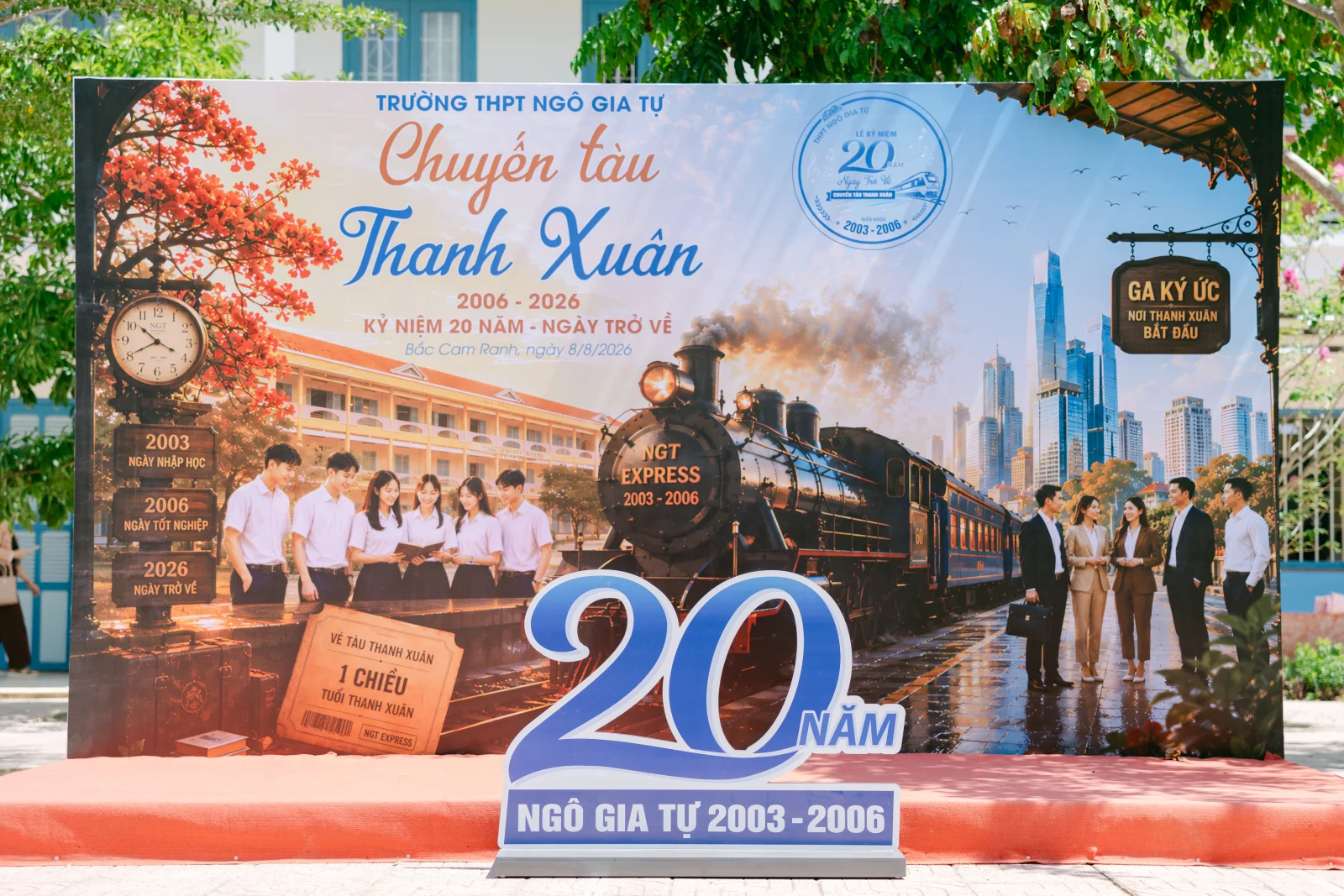 Ảnh lễ kỷ niệm 20 năm THPT Ngô Gia Tự, chụp ngày 08/08/2026