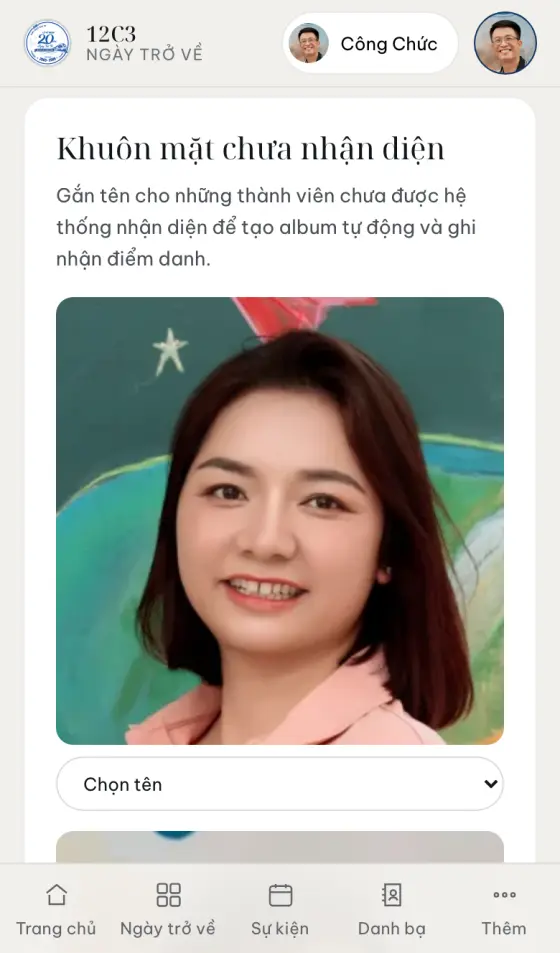 Khối khuôn mặt chưa nhận diện